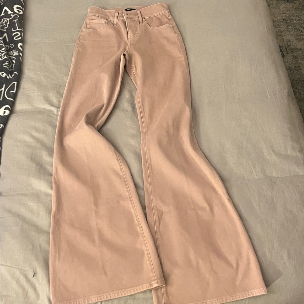 Express Mocha 70s Flare Jeans